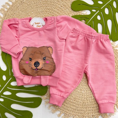   Inverno 2025 - Conj. Casaco Castor e Calça em Moletom - Goiaba